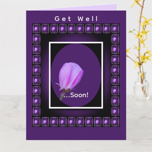 Pink Spring Blossom Personalized Get Well  カード (黄色い花)