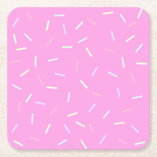 Pink Sprinkles Print Paper Bowl スクエアペーパーコースター (正面)