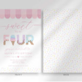 Pink Sprinkles Sweet to be 4 Ice Cream Birthday 招待状