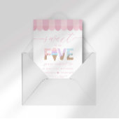 Pink Sprinkles Sweet to be 5 Ice Cream Birthday 招待状