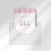 Pink Sprinkles Sweet to be 6 Ice Cream Birthday 招待状