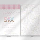Pink Sprinkles Sweet to be 6 Ice Cream Birthday 招待状