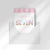 Pink Sprinkles Sweet to be 7 Ice Cream Birthday 招待状