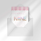 Pink Sprinkles Sweet to be 9 Ice Cream Birthday 招待状