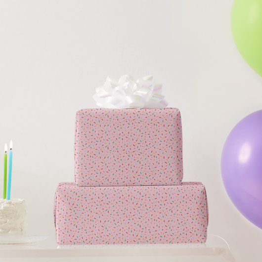 Pink Sprinkles Wrapping Paper Modern Celebrations ラッピングペーパー (パーティーギフト)