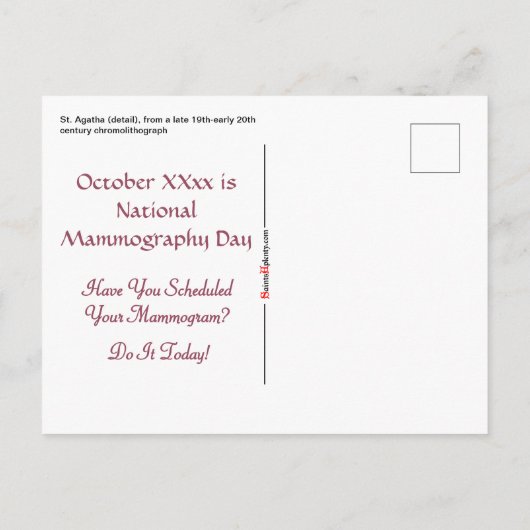 Pink St. Agatha (M 003) Postcard 2 ポストカード (裏面)