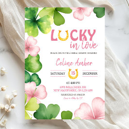 Pink St Patrick Lucky In Love Bridal Shower 招待状