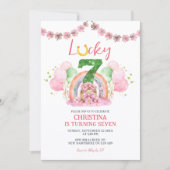 Pink St Patrick Lucky Seven Birthday Invitation 招待状 (正面)