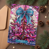 Pink stained glass coquette bow christmas tree シーズンカード