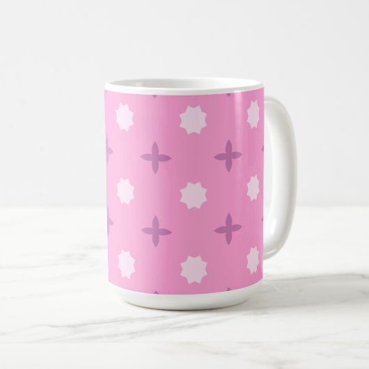 Pink Star Petal Dot Pattern コーヒーマグカップ (正面右)