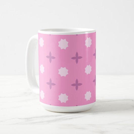 Pink Star Petal Dot Pattern コーヒーマグカップ (正面左)