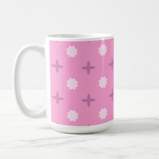 Pink Star Petal Dot Pattern コーヒーマグカップ (左)