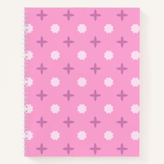 Pink Star Petal Dot Pattern ノートブック (正面)