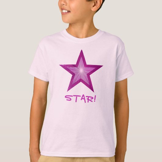 Pink Star 'STAR!'子供たちTシャツピンク Tシャツ (正面)