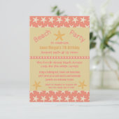 Pink Starfishビーチ- 3x5誕生日パーティーの招待 招待状 (スタンド正面)