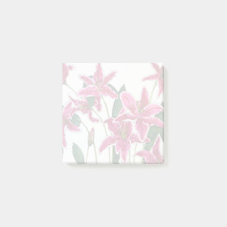 Pink Stargazer Lily Floral Pattern Sticky Notes ポストイット