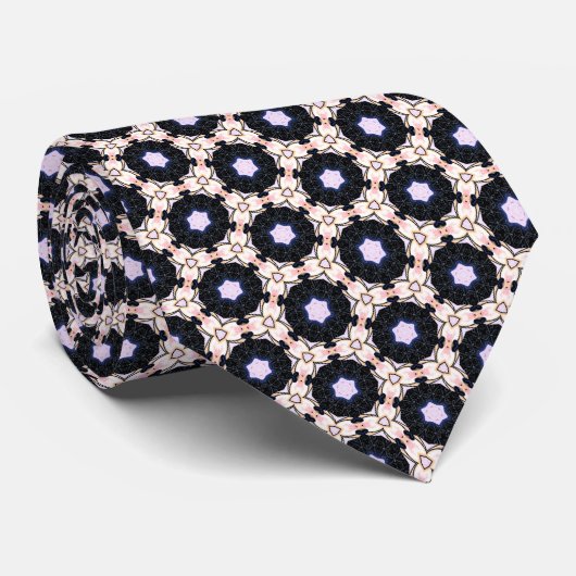 Pink Stars and Cream Rings Neck Tie ネクタイ (ロール)