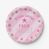 Pink Stars Movie Night Party Plates ペーパープレート (正面)