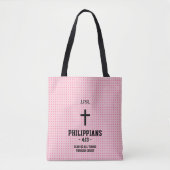 Pink Stars Pattern Bible Verse Christian トートバッグ (正面)