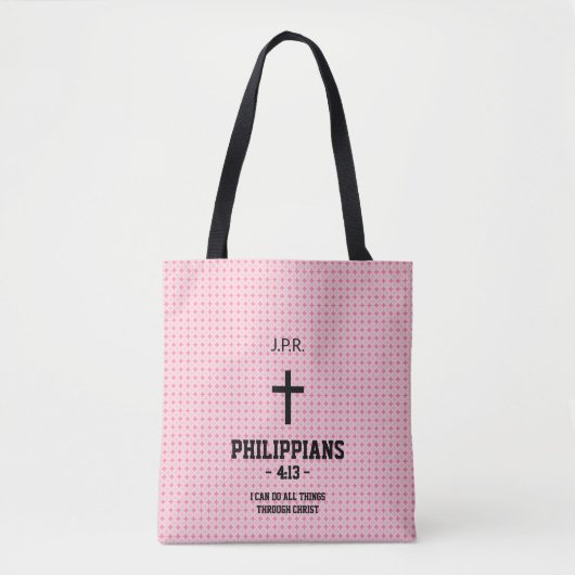 Pink Stars Pattern Bible Verse Christian トートバッグ (正面)