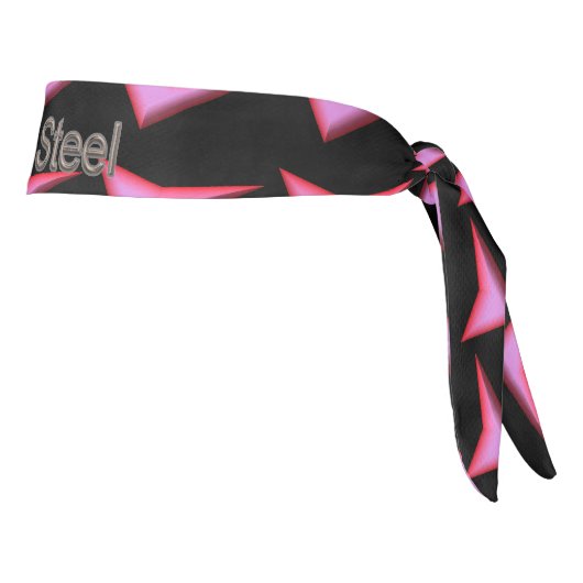 Pink Steel word black checker plate headband タイヘッドバンド (回転90)