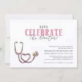 Pink Stethoscope Celebrate Graduation invitation 招待状 (正面)