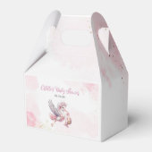Pink Stork and Cloud Girl Baby Shower Favor Box  フェイバーボックス (正面サイド)