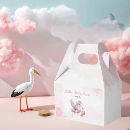Pink Stork and Cloud Girl Baby Shower Favor Box  フェイバーボックス