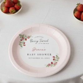 Pink Strawberry Baby Shower ペーパープレート