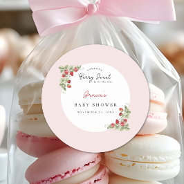 Pink Strawberry Baby Shower ラウンドシール