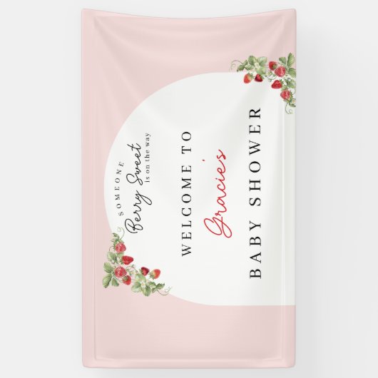 Pink Strawberry Baby Shower 横断幕 (縦)