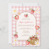 Pink Strawberry Baby Shower Invitation 招待状 (正面)