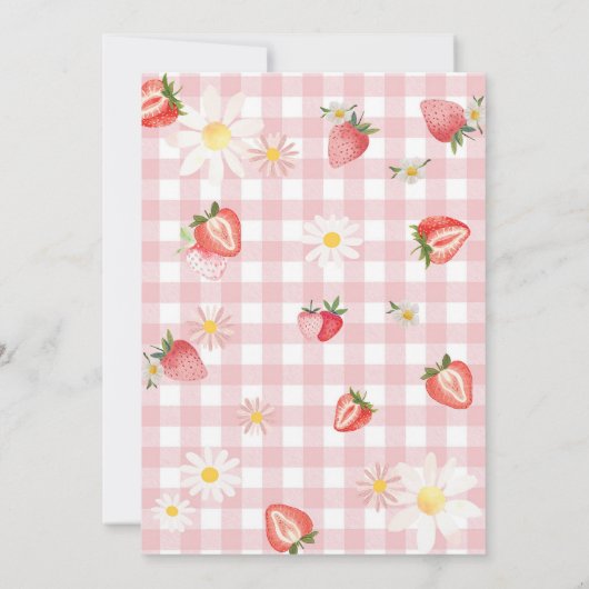 Pink Strawberry Baby Shower Invitation 招待状 (裏面)
