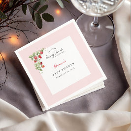 Pink Strawberry Baby Shower Napkin スタンダードカクテルナプキン
