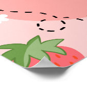 Pink Strawberry Berry First Birthday Welcome ポスター (角)