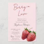 Pink Strawberry Berry In Love Bridal Shower 招待状 (正面)