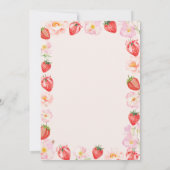 Pink Strawberry Bow Floral Baby Shower 招待状 (裏面)