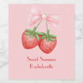 pink strawberry bridal shower ワインラベル (シングルラベル)