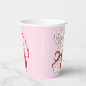 Pink Strawberry Bunny Birthday 紙コップ (右)
