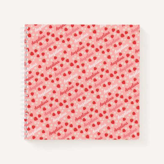 Pink Strawberry Custom Notebook Journal ノートブック (正面)