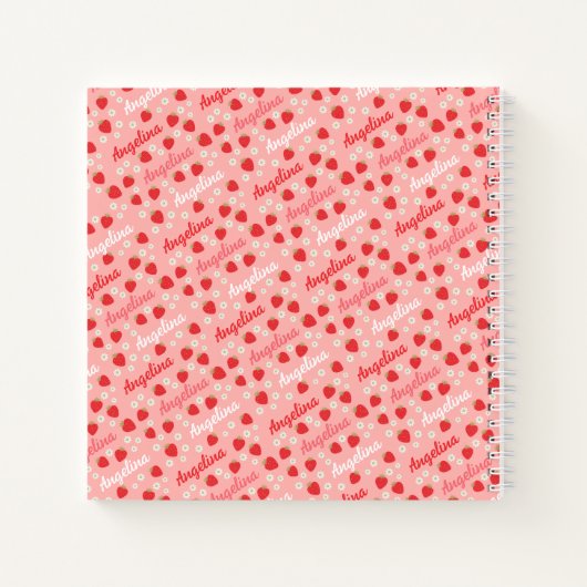 Pink Strawberry Custom Notebook Journal ノートブック (裏面)