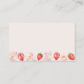 Pink Strawberry Floral Baby Shower Diaper Raffle エンクロージャーカード (裏面)