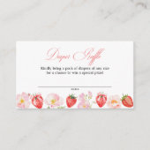 Pink Strawberry Floral Baby Shower Diaper Raffle エンクロージャーカード (正面)