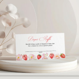 Pink Strawberry Floral Baby Shower Diaper Raffle エンクロージャーカード