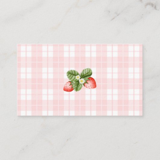 Pink Strawberry Gingham Business Card  名刺 (裏面)