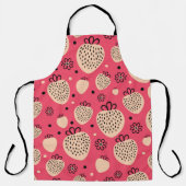 pink strawberry seamless pattern エプロン (正面)