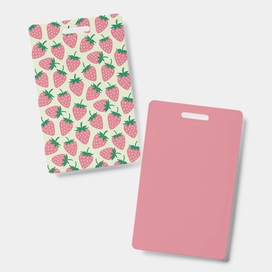 Pink Strawberry Summer Pattern バッジ (正面＆裏面)