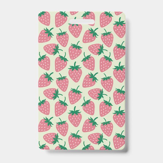 Pink Strawberry Summer Pattern バッジ (正面)