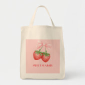 Pink strawberry tote bag トートバッグ (正面)