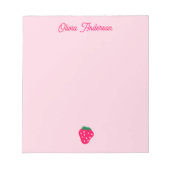 Pink Strawberry Valentines Day Personalized Name ノートパッド (正面)